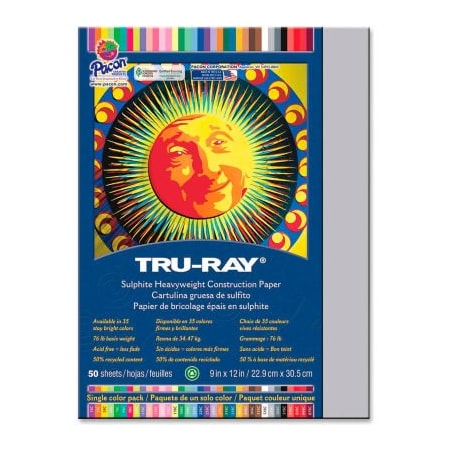 Pacon Pacon Tru-Ray Construction Paper 9in x 12in Gray 103027